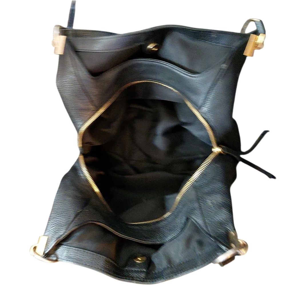 Vince Camuto Black Pebbled Leather Shoulder Hobo Bag